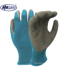 NMSAFETY blue polyester liner with grey foam latex garden gloves EN388 2016 2131X